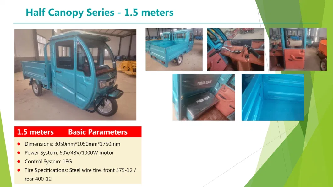 60V 48V 650W 800W 1000W 1200W Motor Electric Trike Battery Tricycle Rickshaw