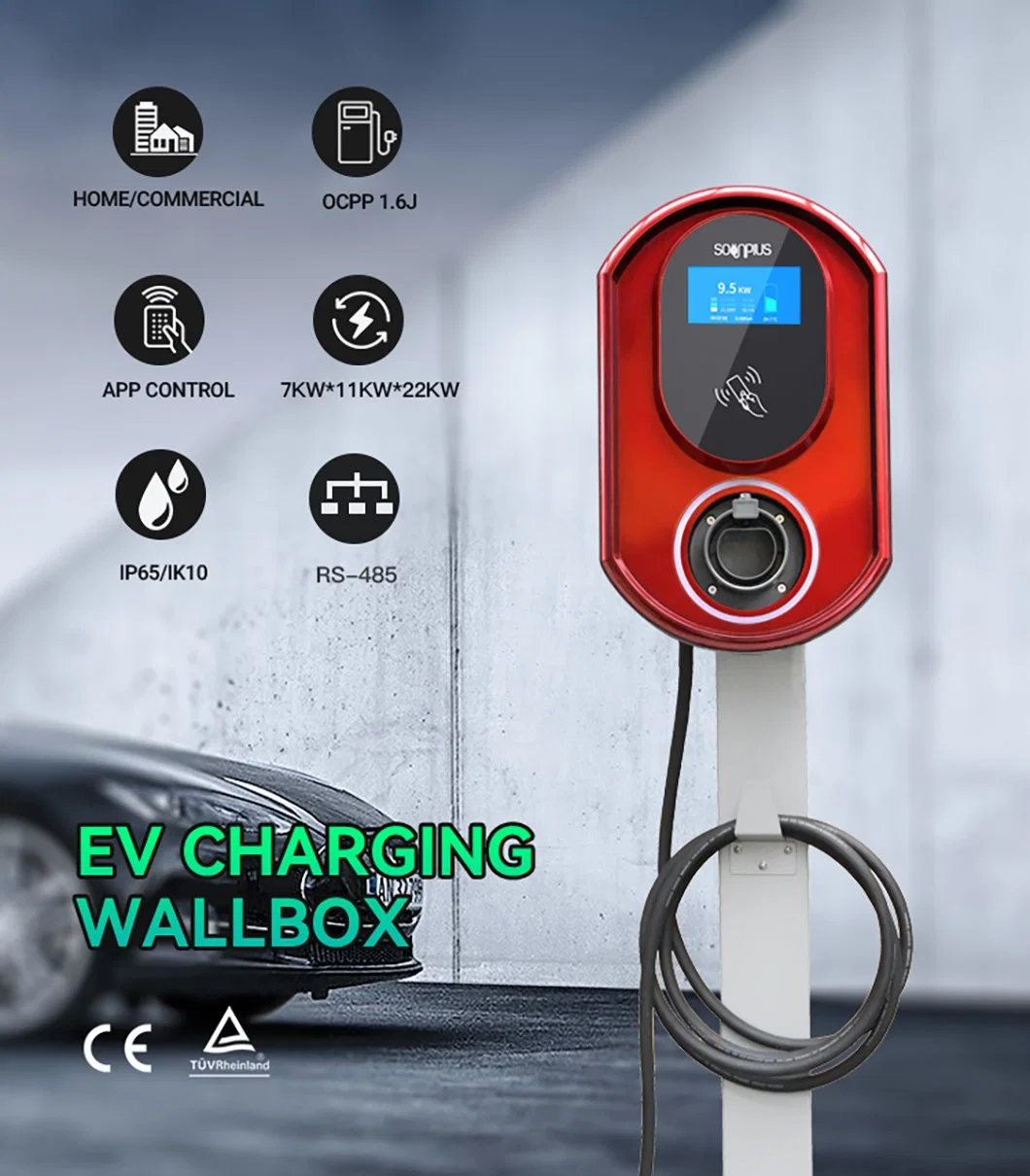 Home Electric Car Charging Point EV Charger Ocpp EV Charger 22kw Wallbox Wall Box EV Charger with CE/RoHS