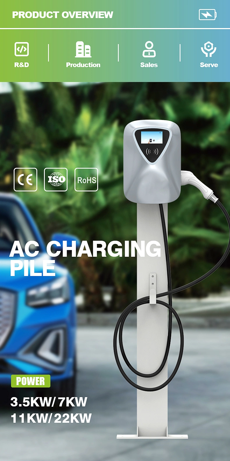 AC Fast EV 7kw Charger Home Use Electric Vehicle Charging Pile