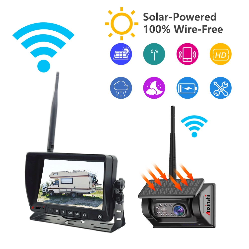 Solar Cell Charging Digital Wireless Reverse Rear View Magnetic Suction Camera Interference Free 7 &quot;Split Display WiFi Wireless Solar Car Camera