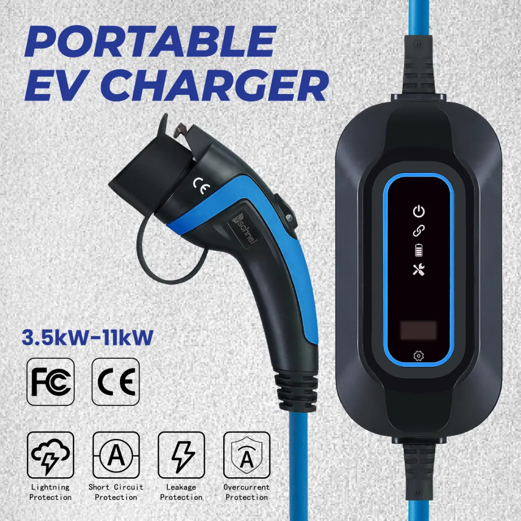 Multifunction 7kwh Portable EV Charger 7kw 32A EV Charger Station Adjustable Portable Evse Controller with Adapters