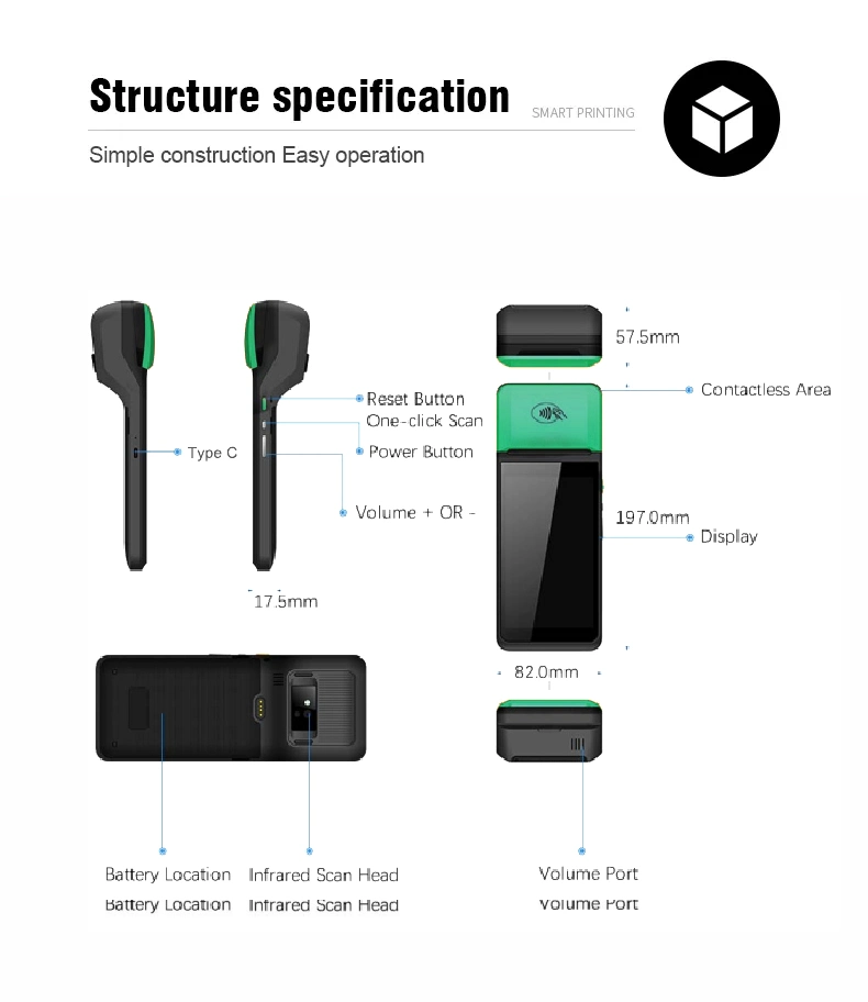 5.5inch Android POS Systems NFC Card Payment Terminal with Barcode Scanner