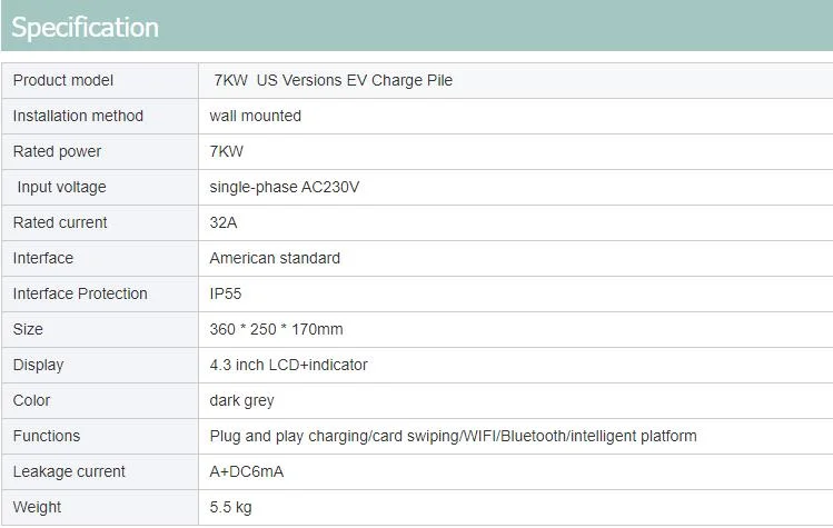 Manufacturer Single Phase 220V Wall 32 AMP 7kw Smart Home AC EV Smart EV Car Charger Wallbox with 4.3inch Screen