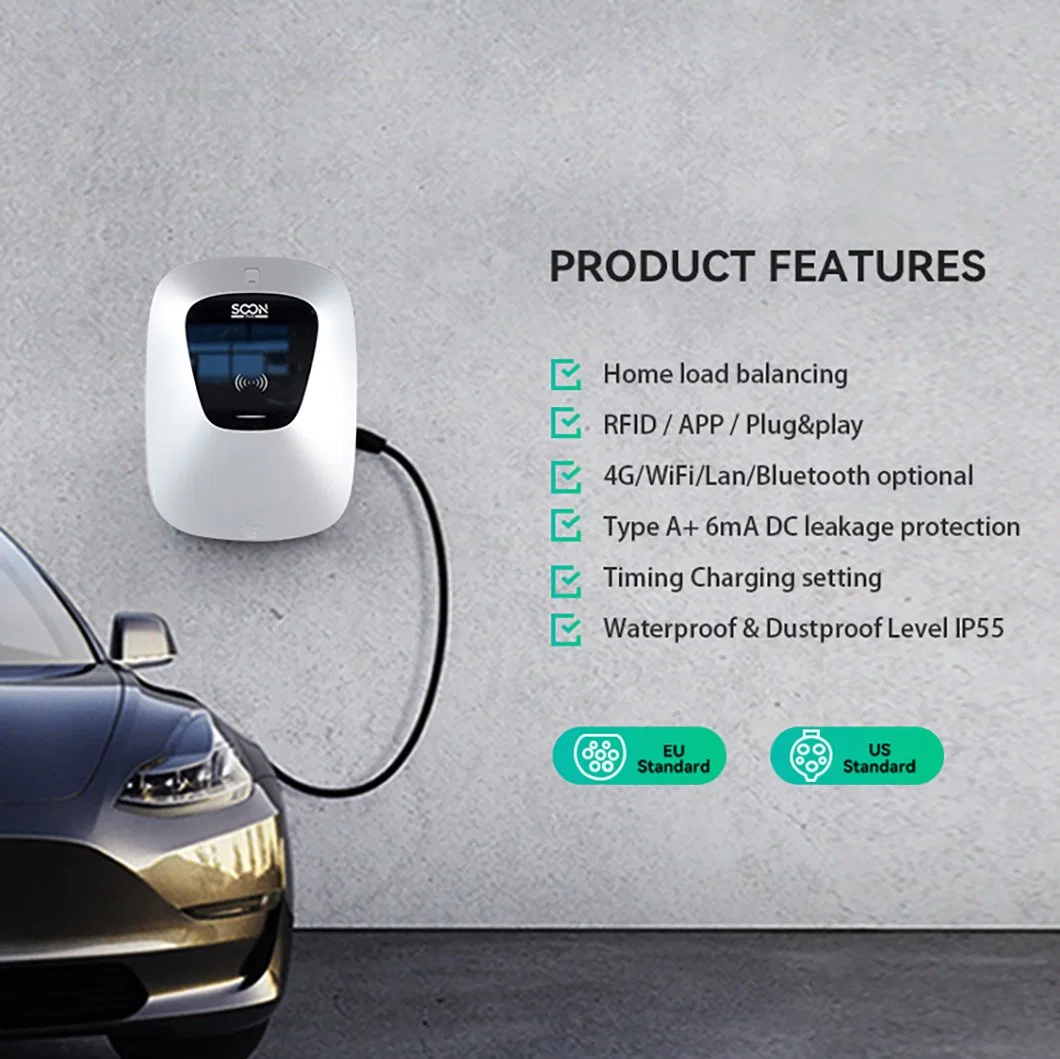 7kw 11kw 22kw Smart Ocpp Gbt Type 2 Commercial Wallbox AC Electric Car Charger