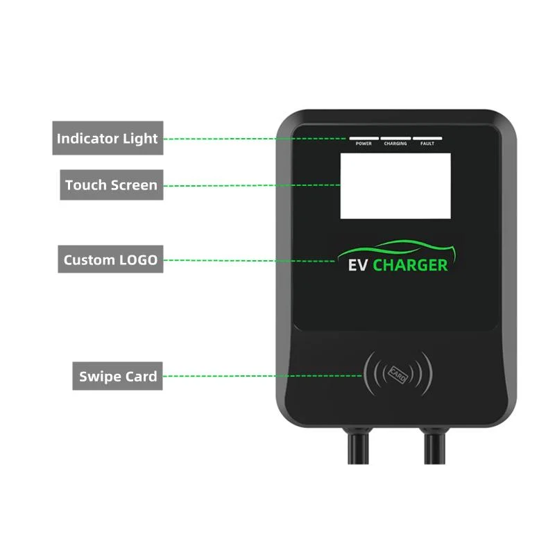 EU 2 Wall-Mounted 22kw EV Portable Electric Car Charging Station