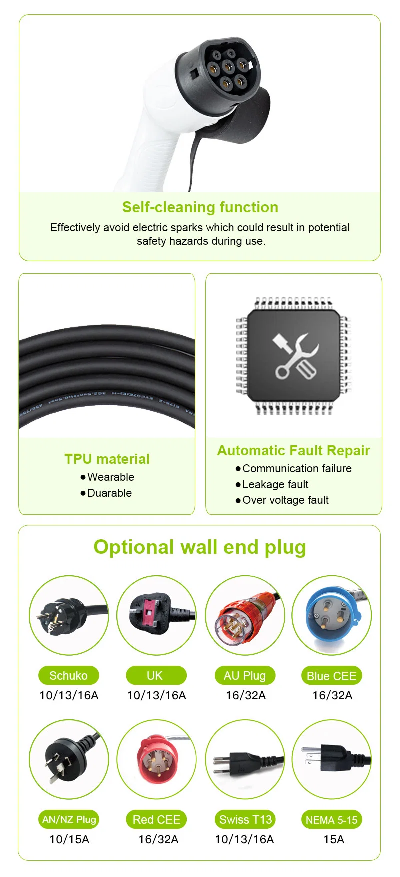 Manufacturer Competitive Price 7kw Gbt Super Charger Electric Portable AC EV Car Home Use EV Fast Charger Type 2 1 Gbt