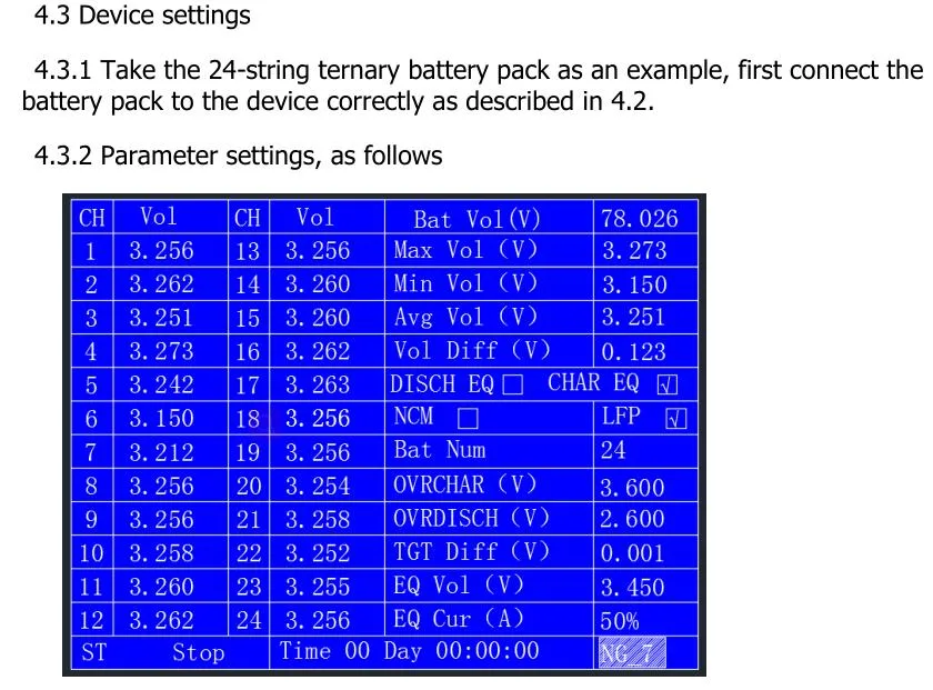 24s10A EV Lithium Battery Pack Charge Discharge Testing Battery Balancer