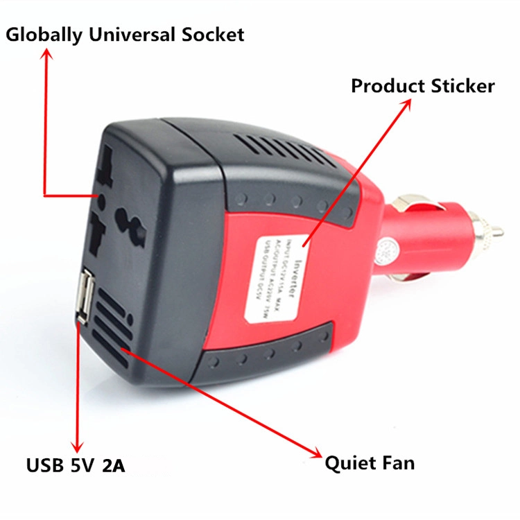 DC to AC Mini USB 12V 220V 75W Car Inverter