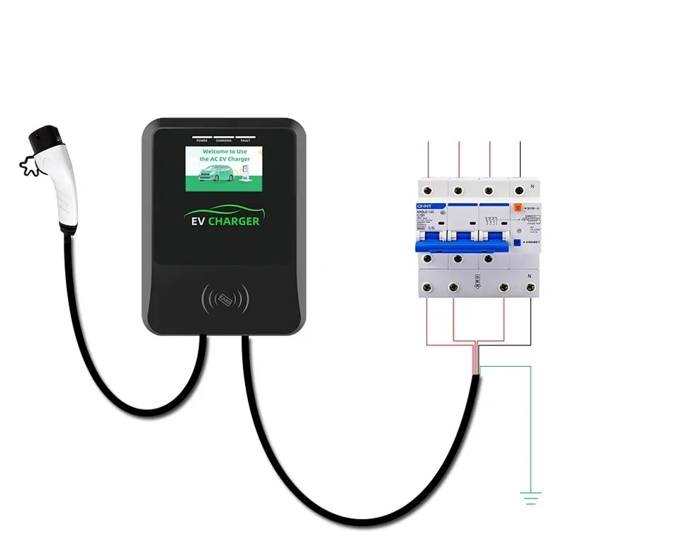 EU 2 Wall-Mounted 22kw EV Portable Electric Car Charging Station