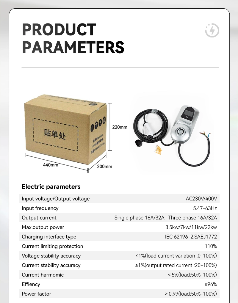 Air Cooling Car on Board Battery Charger 7kw 16A Wallbox EV Electric Car Charger