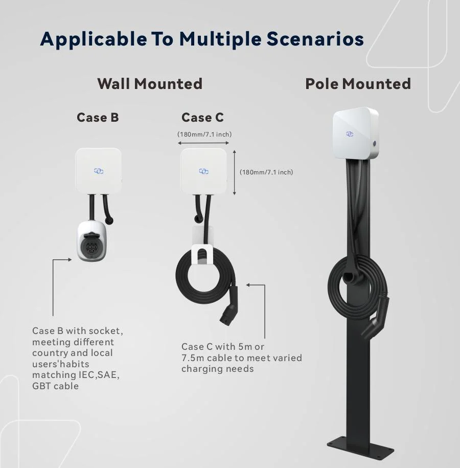 Weeyu Best Quality Home Use 3.5kw-22kw Single Gun EV Fast Charger Wall Mounted Electric Car Charging Stations Cost Suppliers