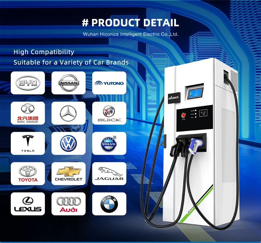 IEC 62196 CE 60kw/120kw/180kw Electric Vehicle Charging Staion DC AC Car Charger with 3 Guns CCS2 Chademo Type 2 DC Charger