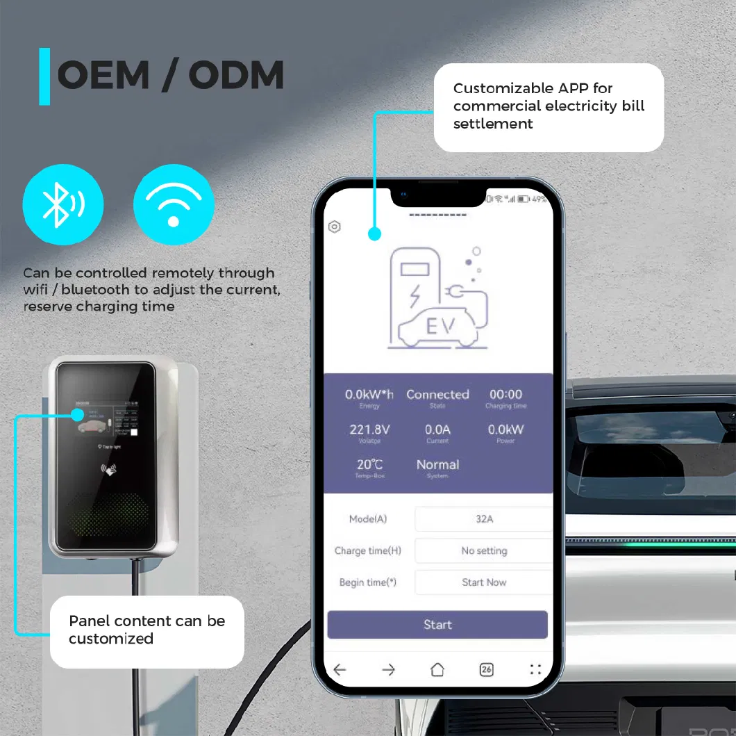 Wholesale OEM Electric Car Charging Point 22kw Home Charger with Ocpp1.6j, RFID Card