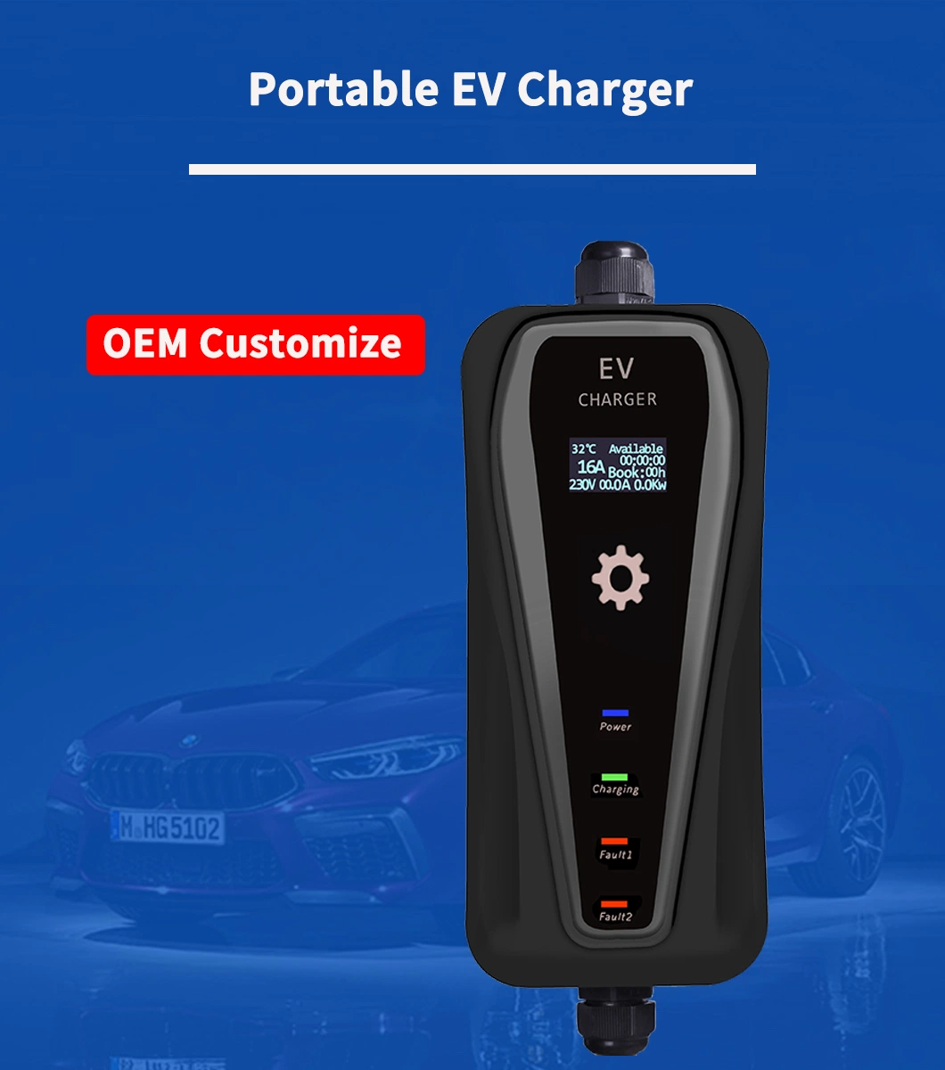 7kw 11kw 22kw 16A Compact/Portable EV Charger with 5m Cable for Electric Vehicle Car