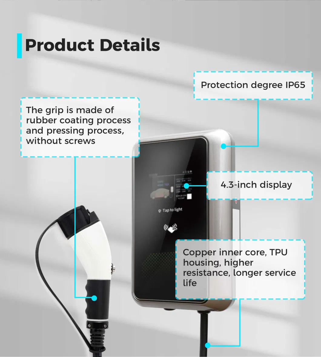 11kw Home Electric Car Charging Point Charger with Ocpp1.6j, RFID Card, WiFi, Ethernet/4G