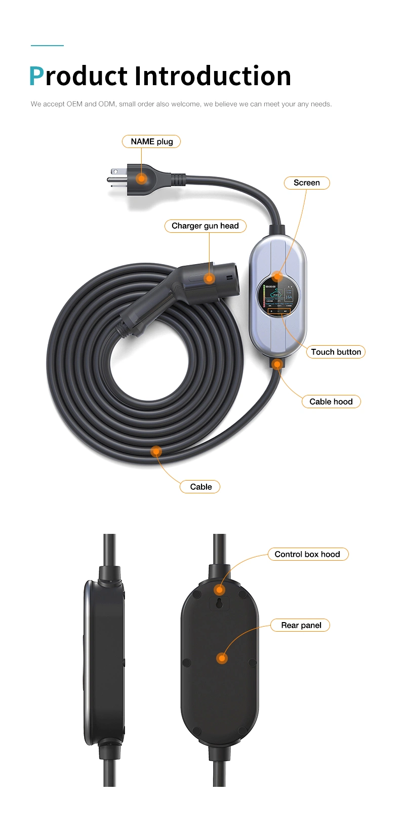 Electric Vehicle Charger Type 2 7kw Portable Electric Car Charger