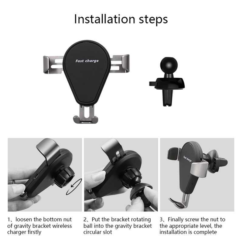 15W Fast Automatic Induction Qi Phone Car Charger for Android Cell Phones