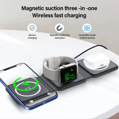 Stazione portatile con caricabatterie wireless pieghevole 3 in 1, in vendita a caldo <a href='/stazione-di-ricarica/'>Stazione di ricarica</a> di altissima qualità