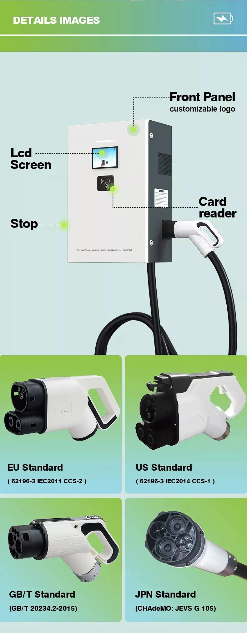 OEM ODM Electric Car EV Charge Fast DC Charging Station Wallbox 20kw 30kw Ocpp1.6 for Home and Business