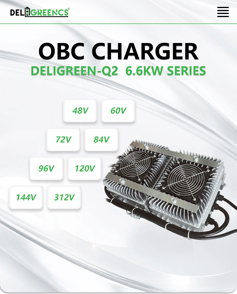 Deligreen 6.6kw Obc on Board Charger Electric Car Electrical System Components Lithium Ion Golf Cart on Board Battery