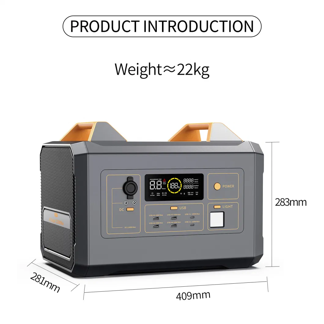 Lithium Battery Rechargeable 2200W Portable Power Storage Station with Solar Panel