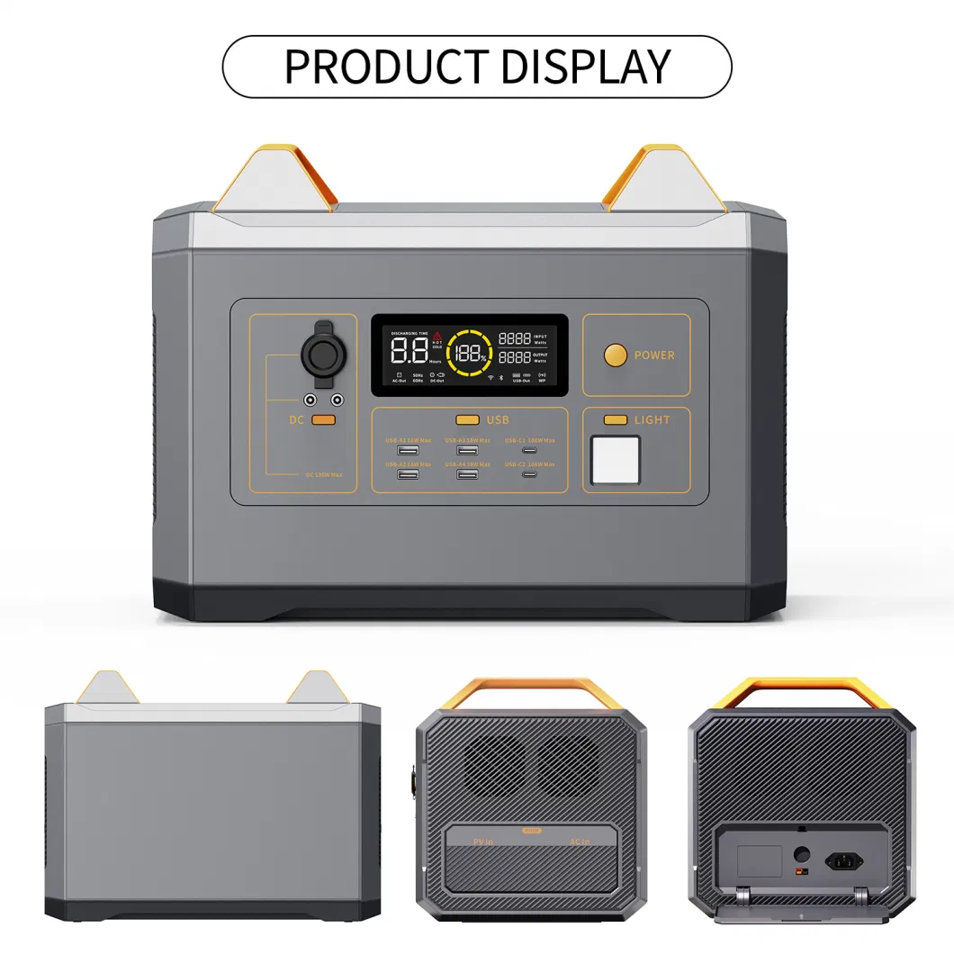 Lithium Battery Rechargeable 2200W Portable Power Storage Station with Solar Panel