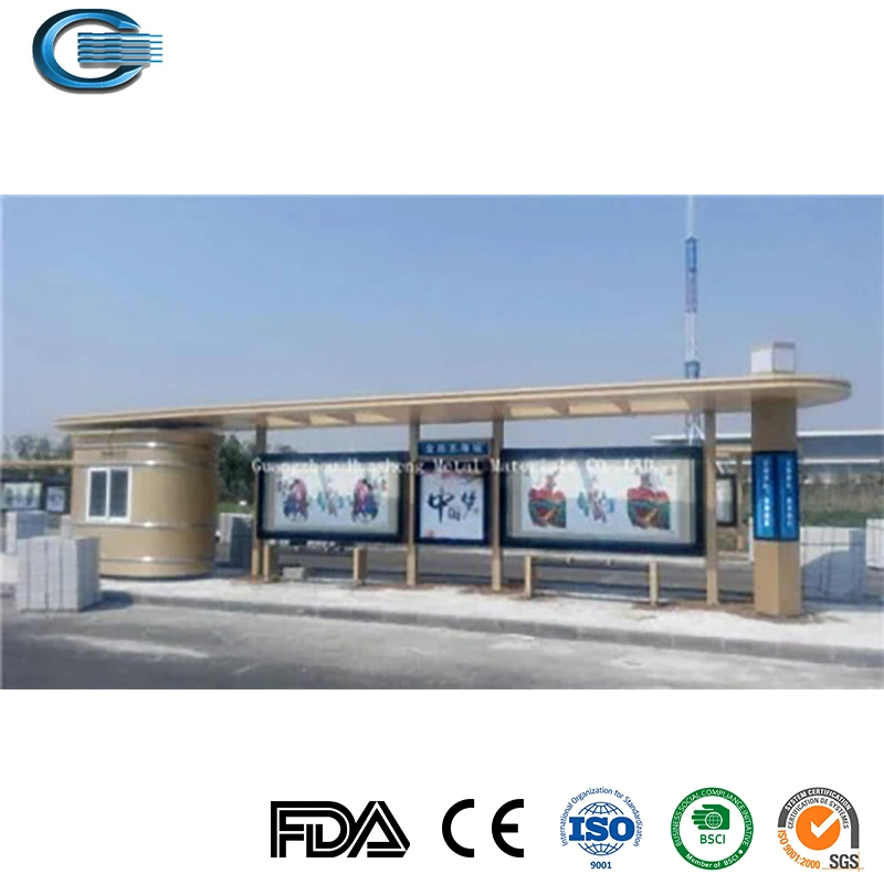 Huasheng China Bus Stop Advertising Shelter Supply Solar Panel Smart Bus Stop Station with Advertising Display Board and Phone Charging Bus Stop Shelter