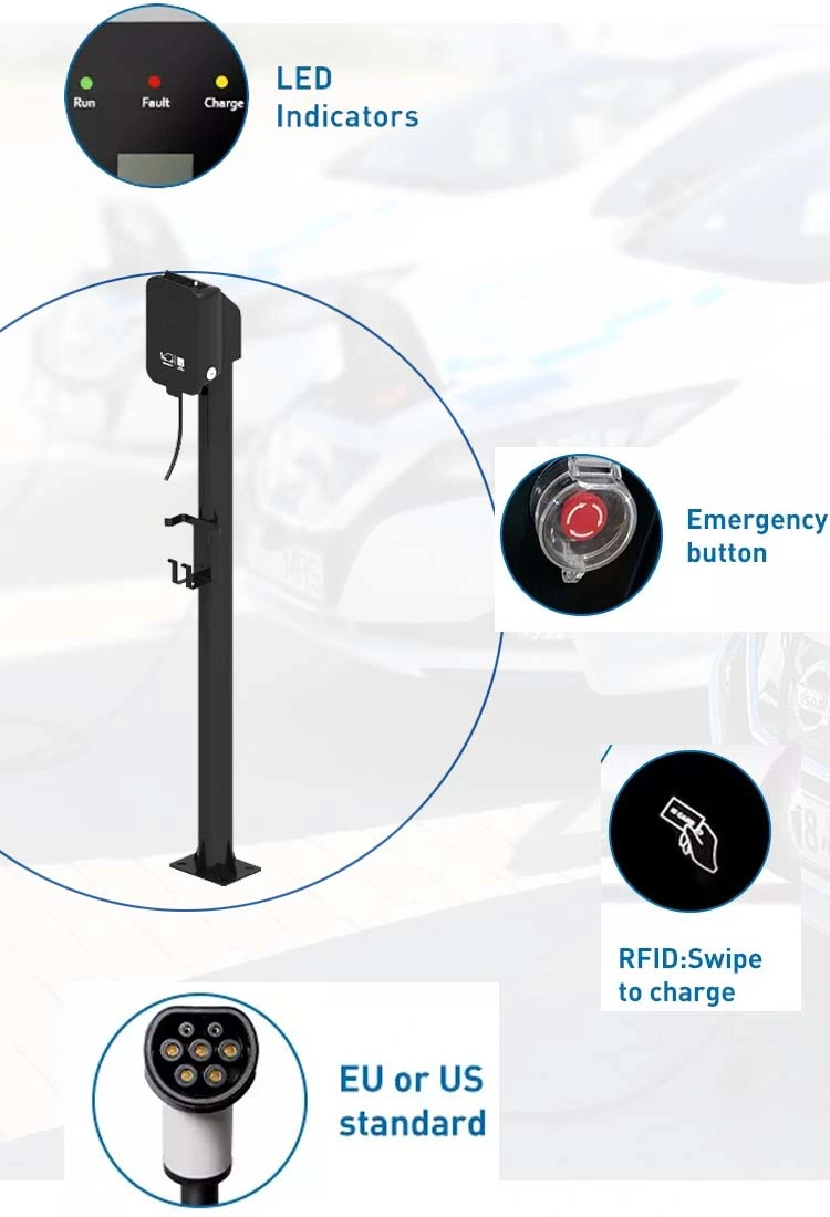 Home 2.5kw Wall Mounted or Pillar Type AC EV Charger Station Wallbox Charging for Electric Vehicle Car