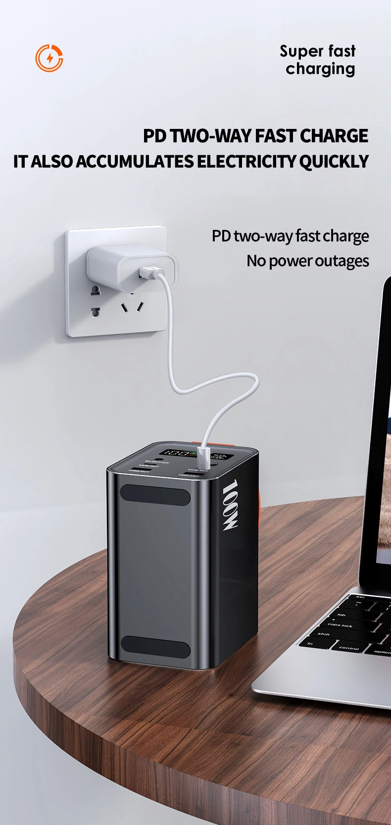 High Quality 100W 60000mAh Mobile Phone Charger Station Rechargeable Power Bank Wpd-101W