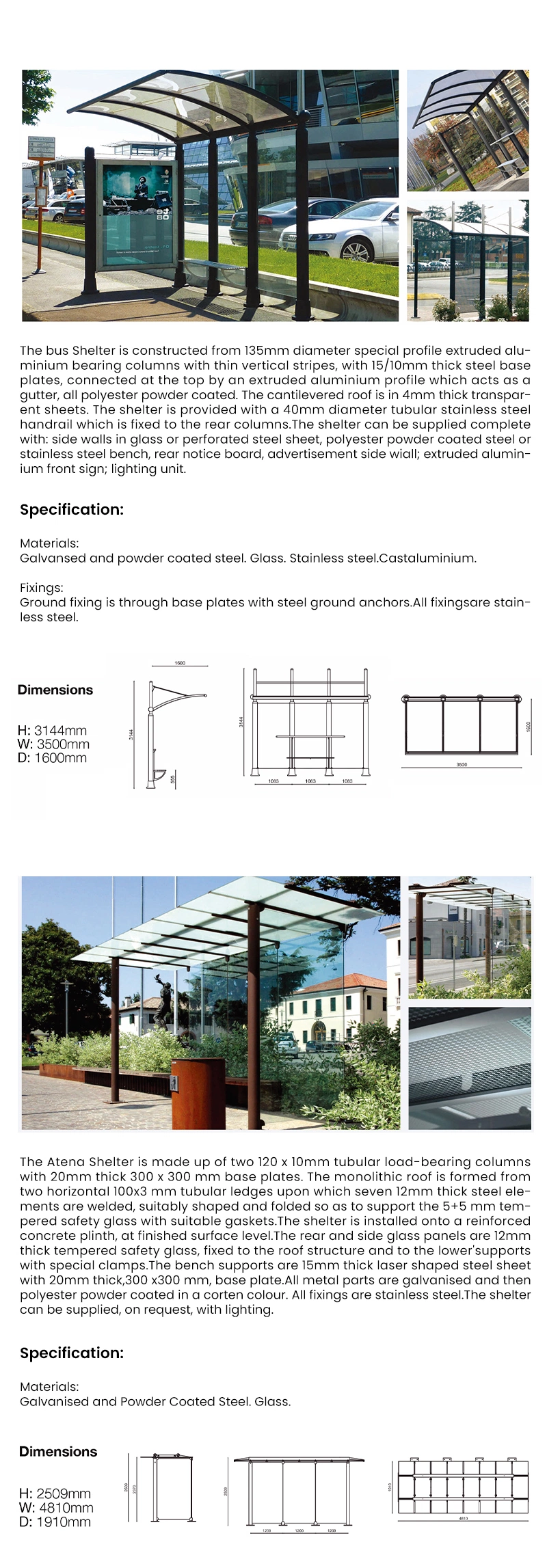 Huasheng China Bus Stop Advertising Shelter Supply Solar Panel Smart Bus Stop Station with Advertising Display Board and Phone Charging Bus Stop Shelter