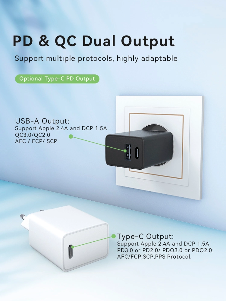 Pd18W QC3.0 USB Fast Type C Charger Universal Input 5V 3A/9V 2A/12V 1.5A EU UL CE FCC SAA RoHS Ukca for Tablet/Mobile Phone/ LED/CCTV/Headset/Wireless Charging