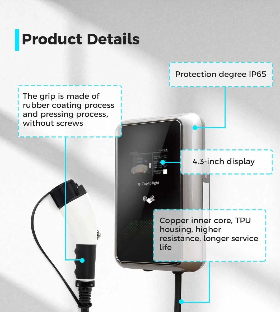 7kw Fast Electric Car Wallbox EV Charging Station with Type 1 Socket