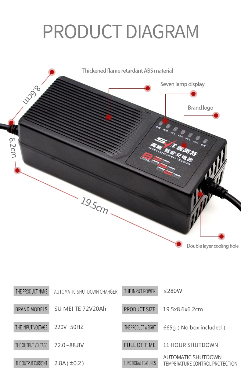 72V20ah Motorcycle Car Portable Battery Charger