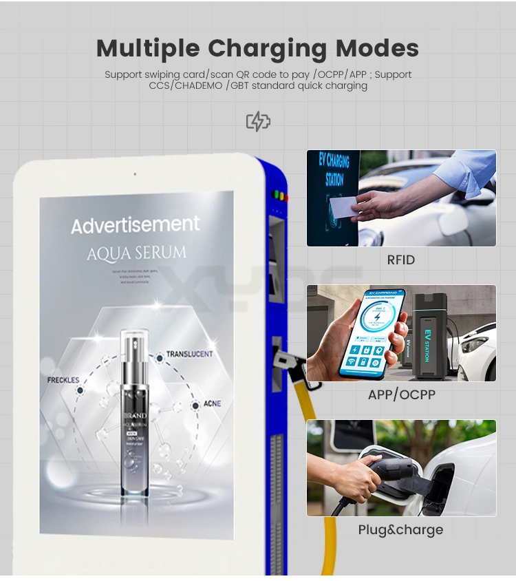 Xydf Large Screen Advertising Gbt, CCS2/CCS1, Chademo Hot Sale Charging Pile EV Public Charging Station for Electric Car Charging