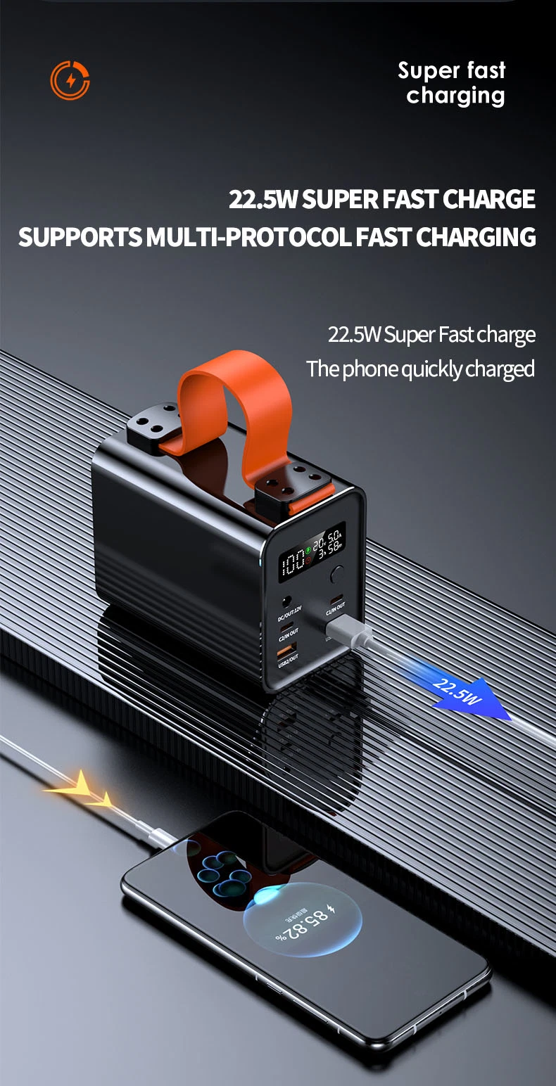 High Quality 100W 60000mAh Mobile Phone Charger Station Rechargeable Power Bank Wpd-101W