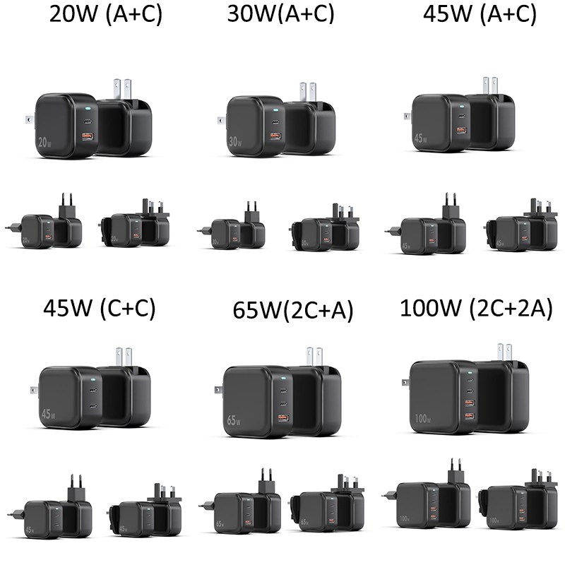 OEM Mobile Phone Charger GaN USB C Charger 100W 67W 65W 40W 33W 20W Power Adapter 65W Type C Charger GaN Charger for Phone Laptop Wholesale Manufacturer