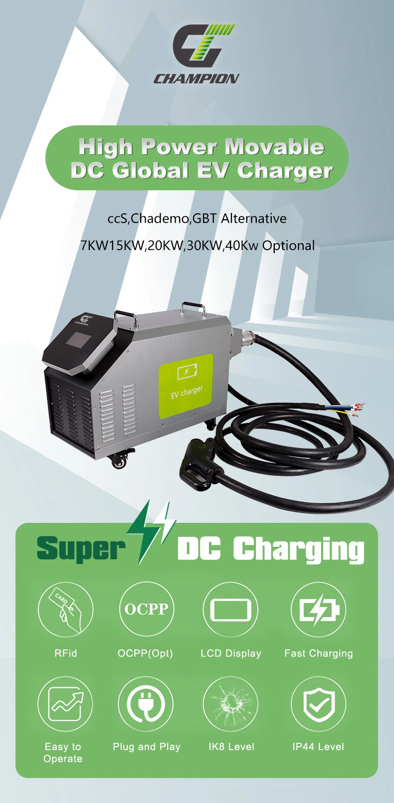 Factory Direct Sale Electrical Vehicle Ocpp Portable EV Charging Station Chademo DC 30kw