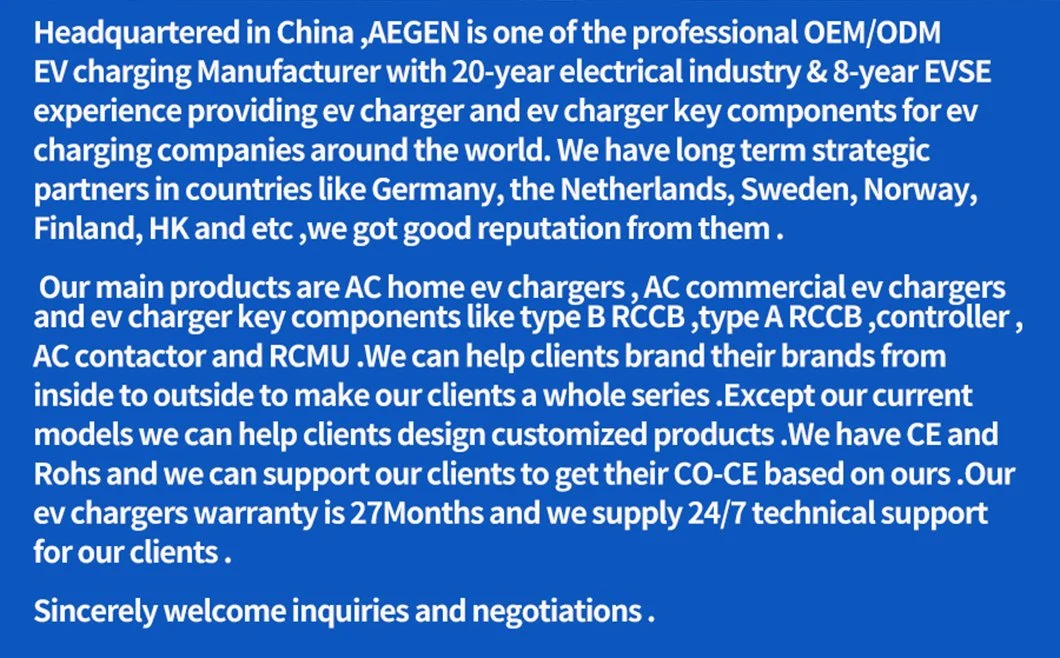 Type 2 16A 3.7kw EV Charging Point for Electric Vehicle Charging