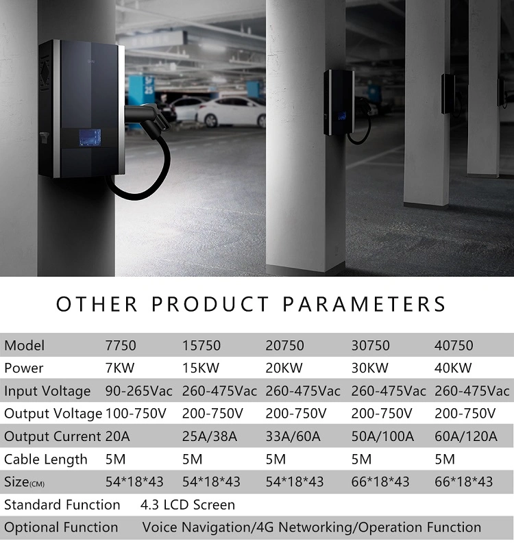 7kw Commercial 20A CCS1 Fast Electric Cars Wallbox Charging Station for Restaurants