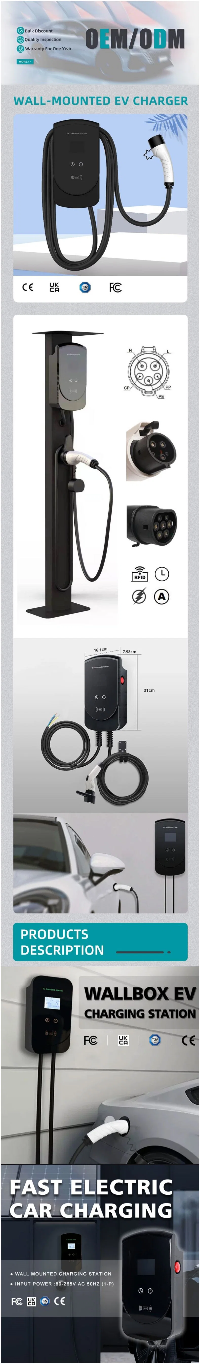 EV Charger Factory Manufacturer Ocpp Mennekes Type 2 32A 3 Phase 7kw 22kw Wallbox Fast Electric Charging Station EV Car Charger