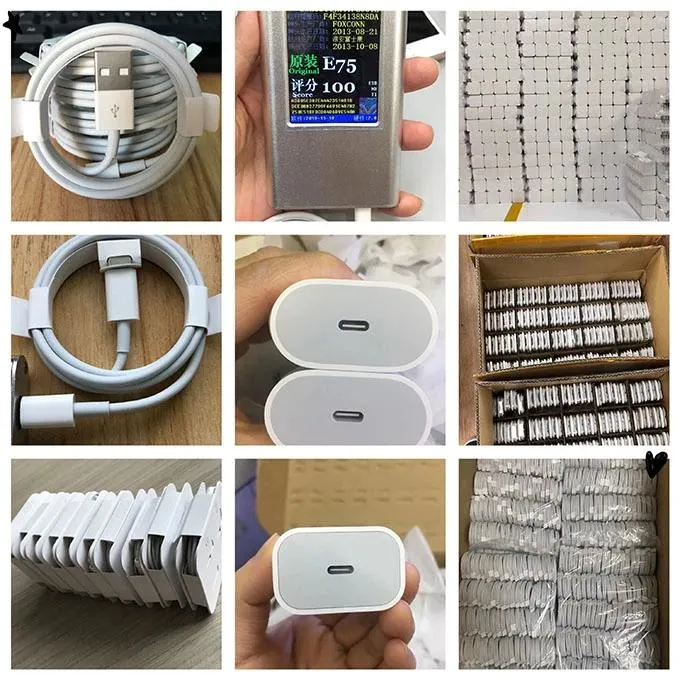 Original Mobile Phone Charger for iPhone Samsung Huawei Xiaomi Sony 45W 25W 20W Pd Fast Charger USB-C Power Adapter USB Cable Earphone Earpods for Apple iPhone