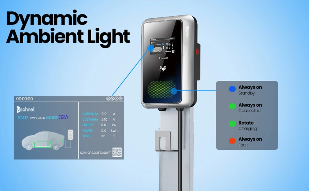 Wall-Mounted 11kw EV Charger Type1 Smart Home Car Charger on Mobile Phones