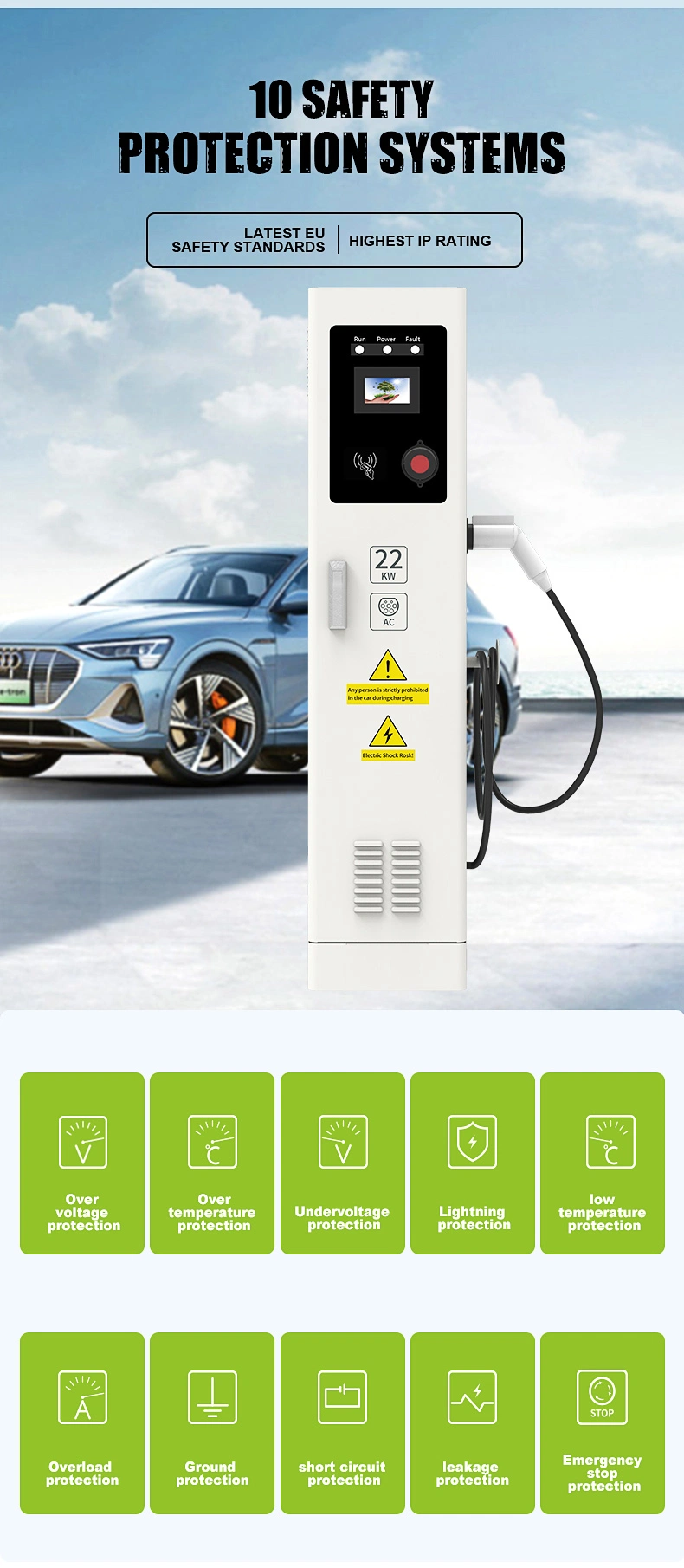 Bussines EV Charging Station AC Charging Electric Vehicle Charging Point 11kw 22kw