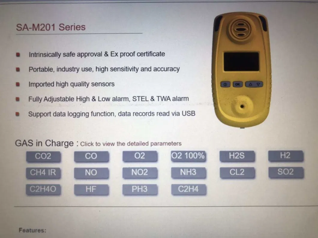 Handheld O2 Gas Meter, Battery Powered Single Gas Analyzer with Long Probe O2 Sensor