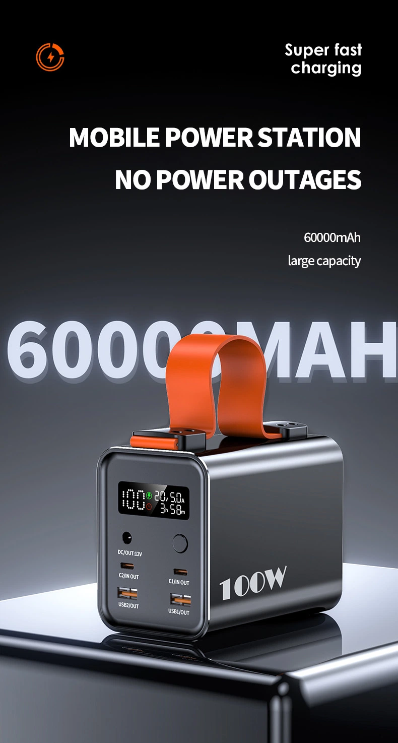 High Quality 100W 60000mAh Mobile Phone Charger Station Rechargeable Power Bank Wpd-101W