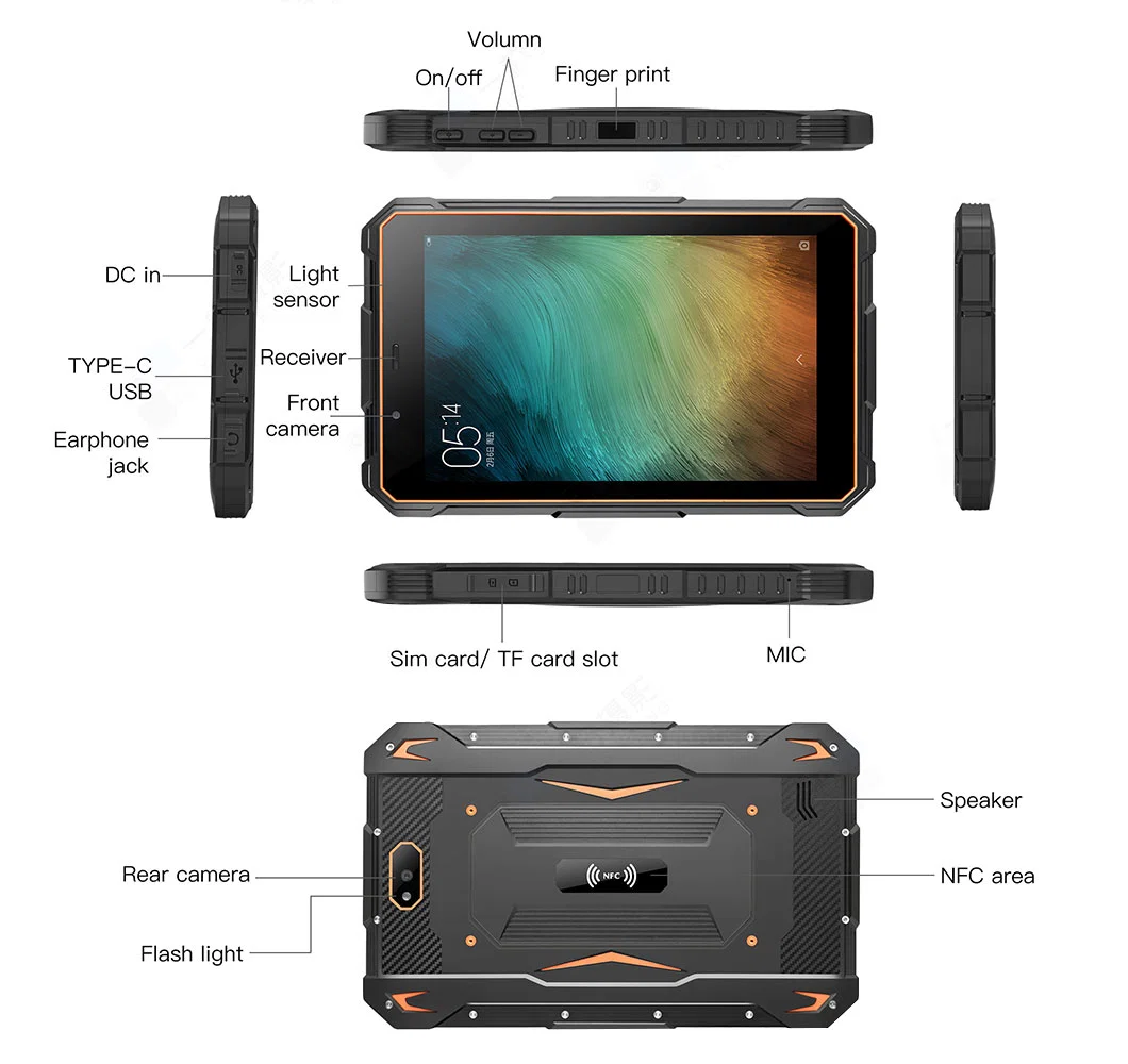 8&quot; Android 11 Mtk Rugged Tablet PC Touch Screen 800X1280 IP68 Waterproof Rugged Industrial Tablets