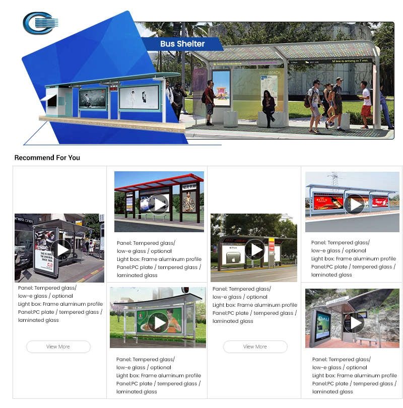 Huasheng China Bus Stop Advertising Shelter Supply Solar Panel Smart Bus Stop Station with Advertising Display Board and Phone Charging Bus Stop Shelter