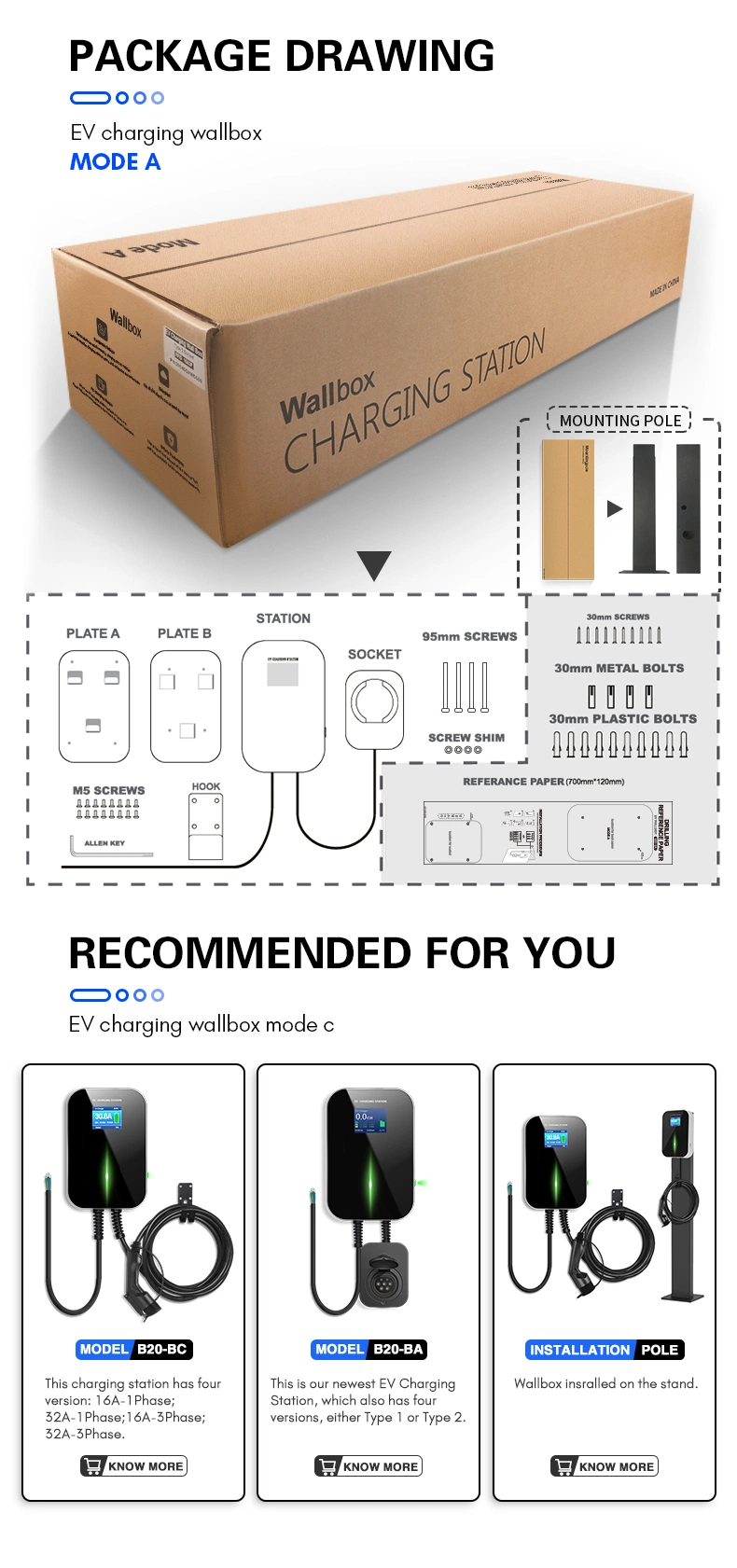 Evse 380V Home Use EV Charger Wallbox with Electric Car