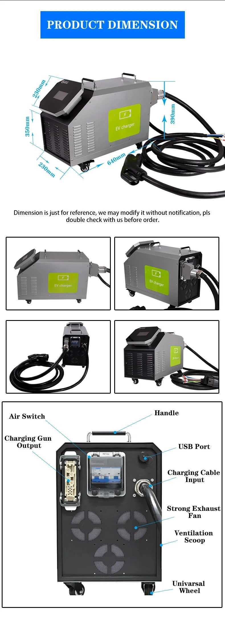 Portable 30kw DC Solar Gbt Fast Charging Station for Electric Cars