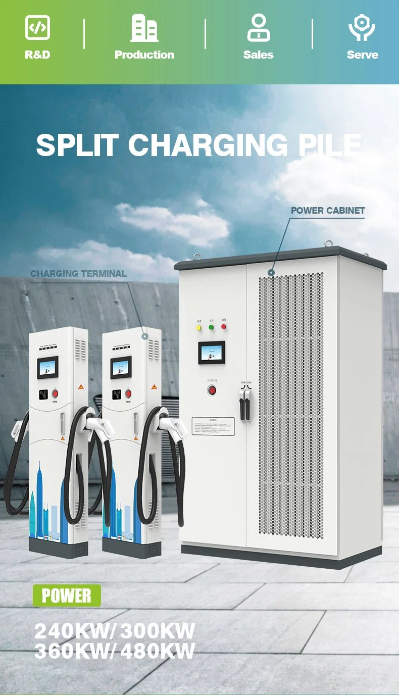 Rapid Charging 240kw 300kw 360kw EV Charger DC Fast Split Cabinet Floor Stand Station Charging Pile for Commercial with Four Guns